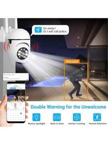 Cámara de pared WiFi con visión nocturna, Camara Wifi Inalambricas Camara Vigilancia Exterior 2.4G/5G,punto de acceso de rotación de 360°, monitor antirrobo, cámara de vigilancia de inteligente para teléfono - Blanco - Ver 6