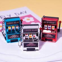 1pc Lucky Jackpot Mini Fruit Slot Machine Fun Birthday Keychain Gift Coin Operated Games Machine For Adults, Bag Pendant, Creative Gifts, Perfect Birthday Party Favors, Pinata Fillers, Christmas Gifts And Holiday Gifts (Random Colors) - Multicolor - View 2