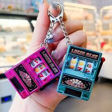 1pc Lucky Jackpot Mini Fruit Slot Machine Fun Birthday Keychain Gift Coin Operated Games Machine For Adults, Bag Pendant, Creative Gifts, Perfect Birthday Party Favors, Pinata Fillers, Christmas Gifts And Holiday Gifts (Random Colors) - Multicolor - View 4