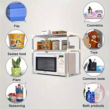 2 Layer Microwave Rack Oven Stainless Steel Detachable Stackable Kitchen Countertop Seasoning Organize Desktop Tableware Shelves Home Sundries Saving Space Storage Holder