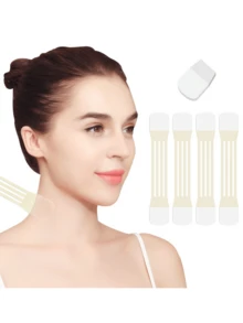 Beauty Showme 4 件装 V 型塑形绷带面部提拉紧致快速去除笑纹和双下巴睡眠面膜；18 件装面部除皱颈部紧致硅胶抗皱额头笑纹皮肤贴 - 彩色 - 查看 4