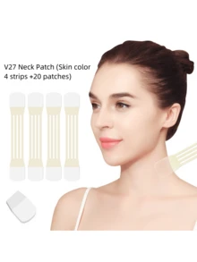 Beauty Showme 4 件装 V 型塑形绷带面部提拉紧致快速去除笑纹和双下巴睡眠面膜；18 件装面部除皱颈部紧致硅胶抗皱额头笑纹皮肤贴 - 彩色 - 查看 7