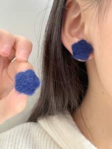 1 对简约可爱毛绒糖果色耳钉女士 - 毛絨A - 查看 12