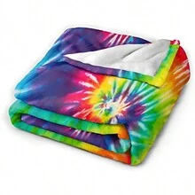 1 件鲜艳彩虹扎染超柔软毛毯，彩色毛毯，螺旋印花波西米亚风毛绒温暖舒适床沙发毯 - AER - 查看 6