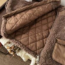 Áo khoác nhung ấm áp giản dị cho bé trai dễ thương có túi trang trí - Cà phê nâu - Xem 6