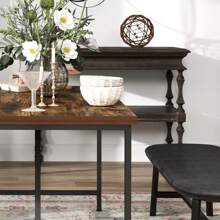 HOMCOM 6 人長方形餐桌，工業風格廚房桌，帶可調節腳，木質和鋼製，適用於餐廳、客廳和書房，150x80x75 厘米，棕色 - 棕色 - 查看 5