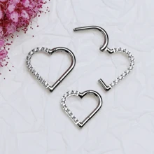 1 件镀金 16G 鼻环 Rook Daith 穿孔耳环心形锆石耳软骨耳屏珠宝适合女士女孩情人节、妈妈、母亲、母亲节、礼物