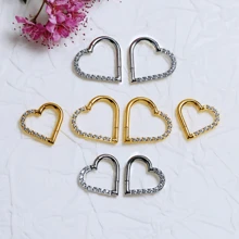 1 件镀金 16G 鼻环 Rook Daith 穿孔耳环心形锆石耳软骨耳屏珠宝适合女士女孩情人节、妈妈、母亲、母亲节、礼物