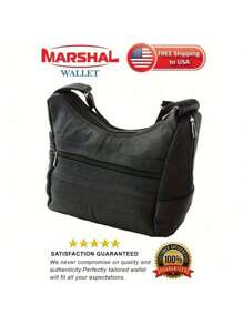 Womens Genuine Leather Purse Adjustable Strap Mid Size Multi Pocket Shoulder Bag - 棕色 - 查看 2