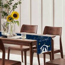 1PC Christmas Table Runner, Blue Sky Christmas Table Runner, Seasonal Christmas Eve Christmas Kitchen Table Decoration Outdoor Family Party