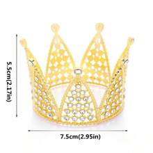 合金水钻珍珠婚礼生日派对装饰圆形皇冠配饰，新娘婚礼皇冠头饰发饰 - 銀色 - 查看 4