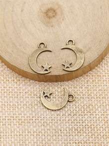 40 piezas/bolsa Colgantes de luna y estrella de 17x11mm para hacer joyas DIY, accesorios de joyería, elaboración de collares DIY, elaboración de llaveros DIY, manualidades hechas a mano