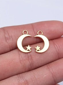 40 piezas/bolsa Colgantes de luna y estrella de 17x11mm para hacer joyas DIY, accesorios de joyería, elaboración de collares DIY, elaboración de llaveros DIY, manualidades hechas a mano
