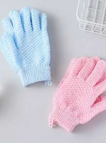 1 Găng tay tắm tẩy tế bào chết trơn, Găng tay tẩy tế bào chết màu hồng dùng cho phòng tắm, trang trí phòng tắm, trang trí mùa thu, trở lại trường - Hồng - Xem 5