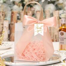 1/5pcs Ribbon Decor PVC Gift Bags, Gift Packaging Bags, Wedding Party Birthday Gift, Mother's Day Packaging Bags, Christmas Gift