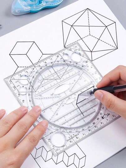 4pcs/2pcs/1pc Full Circle 360° Protractor, Full Circle Template Ruler, Drafting Design Versatile Ruler Back To School