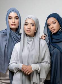 1件装女士柔软透气纯色薄款穆斯林头巾/头巾，宽边设计（轻薄柔软莫代尔面料），适合搭配连衣裙