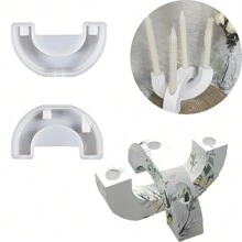 1pc Arch-Shaped Candle Holder Silicone Mold, DIY Resin Stone Candle Holder Home Decor, Hollow Candle Holder Desktop Decoration, Suitable For Halloween, Christmas Candle Making And Decoration