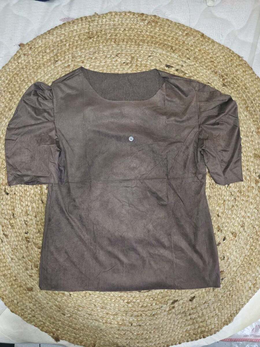 Suede Puff Sleeve - 紫紅色 - 查看 1