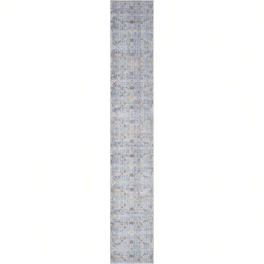 Timeless Classics 2'2" X 8' Blue Ivory Vintage Indoor Rug
