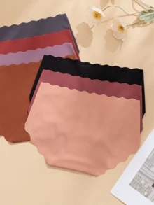 7 chiếc/gói quần lót hipster lưng cao không đường may viền sóng thoáng khí cho nữ - Nhiều màu - Xem 4