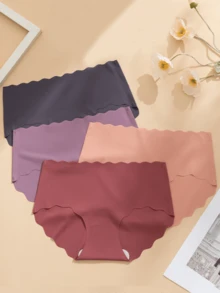 7 chiếc/gói quần lót hipster lưng cao không đường may viền sóng thoáng khí cho nữ - Nhiều màu - Xem 2