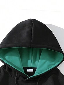 1pc Men Hooded Sweatshirt - 2 In 1 Style, Solid Color Polyester Fabric, Fashionable Letter Print Hoodie, Suitable For Casual Gatherings, Daily Wear, Campus, Etc., Fall