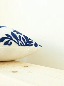 1 pieza Funda de cojín bordada de estilo europeo elegante y retro - Azul Marino - Ver 6