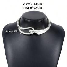 夸张设计镂空不对称颈链项链简约锁骨环奢华短颈链潮流 - 彩色 - 查看 7