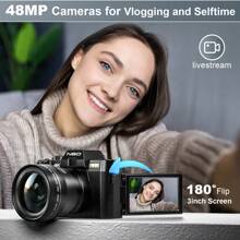 NBD S100 Pro 4K Digital Camera, Suitable For Photography, 48MP/60FPS Video Shooting, Supports WiFi And App Control, Compact And Portable, Built-In 32GB TF Card. Equipped With Wide Angle And Macro Lens. - Black - View 6