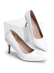Women High Stiletto Heels Pumps Pointed Toe Solid Color Closed Pointed Toe Dress Court Pumps Shoes For Wedding Work Office Business, 3 Inches - trắng - Xem 2