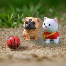 12件/14件迷你狗狗模型可爱树脂工艺摆件泰迪柯基动物雕像DIY微缩景观童话花园 - 彩色 - 查看 6