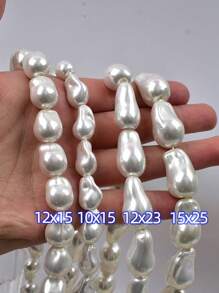 2/5 件/包优雅简约巴洛克不对称形状人造珍珠串珠适用于 DIY 手链项链珠宝配饰 - 不規則異形仿珍珠 - 查看 3