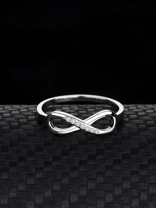 1 chiếc nhẫn đính hôn thanh lịch bằng bạc Sterling 925 thiết kế Zirconia vô cực dành cho phụ nữ, trang sức cao cấp tối giản, có nhiều kích cỡ - biểu tượng vô cực - Xem 7