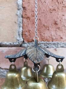 1pc Retro Cast Iron Leaf Wind Chime, Vintage Open Bell Iron Ornament For Outdoor Garden Patio Decor,Home Decor ,Room Decor,Wall Decor Gifts Birthday Graduation - Bronze - View 3
