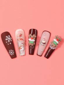 10 件树脂圣诞鹿饰品，魅力立体指甲吊坠，小装饰合金件适合美甲，DIY 指甲树脂艺术饰品 - 彩色 - 查看 7