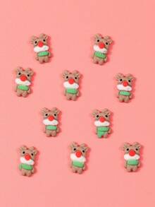 10 件树脂圣诞鹿饰品，魅力立体指甲吊坠，小装饰合金件适合美甲，DIY 指甲树脂艺术饰品 - 彩色 - 查看 3