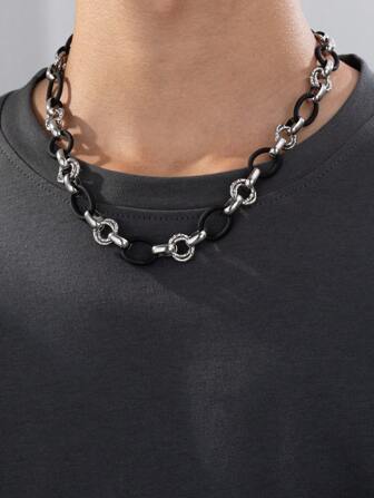 1pc Non-Fading Titanium Steel Handmade Necklace, Unisex Popular Design Suitable For Everyday Wear