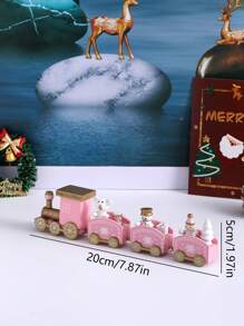 1 szt. ręcznie malowany drewniany pociąg świąteczny, dekoracja, najlepszy prezent na Boże Narodzenie, dekoracja domu, centralny element, prezent świąteczny, opakowanie w formie pudełka na prezent (niewielka różnica w kolorze, niedopasowanie części i nadmiar kleju są normalnymi cechami rękodzieła)