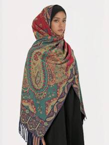 1 chiếc khăn choàng Jacquard Paisley dày cho nữ, khăn choàng Pashmina phong cách Boho/khăn choàng, khăn choàng ấm áp và thời trang cho mùa thu và mùa đông sử dụng hàng ngày Phụ kiện Abaya - Nhiều màu - Xem 2