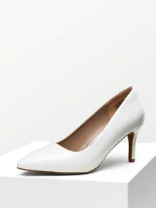 Women High Stiletto Heels Pumps Pointed Toe Solid Color Closed Pointed Toe Dress Court Pumps Shoes For Wedding Work Office Business, 3 Inches - trắng - Xem 5