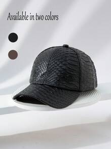 1pc Men's Crocodile Print PU Waterproof Adjustable European And American Baseball Cap, Casual For Daily Wear, Party, Street Dance, Gift - Black - View 1