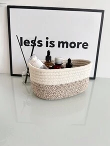 1 件手工编织桌面收纳篮，弹性化妆品收纳篮，钥匙，零食，茶几，儿童用品，入口，小型可折叠收纳篮 - 彩色 - 查看 3