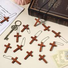15/30pcs Mini Wooden Cross Pendants - Suitable For DIY Jewelry Making, Necklaces, Bracelets, Earrings Crafts, Ornaments, Christmas Decoration, Unisex Accessories