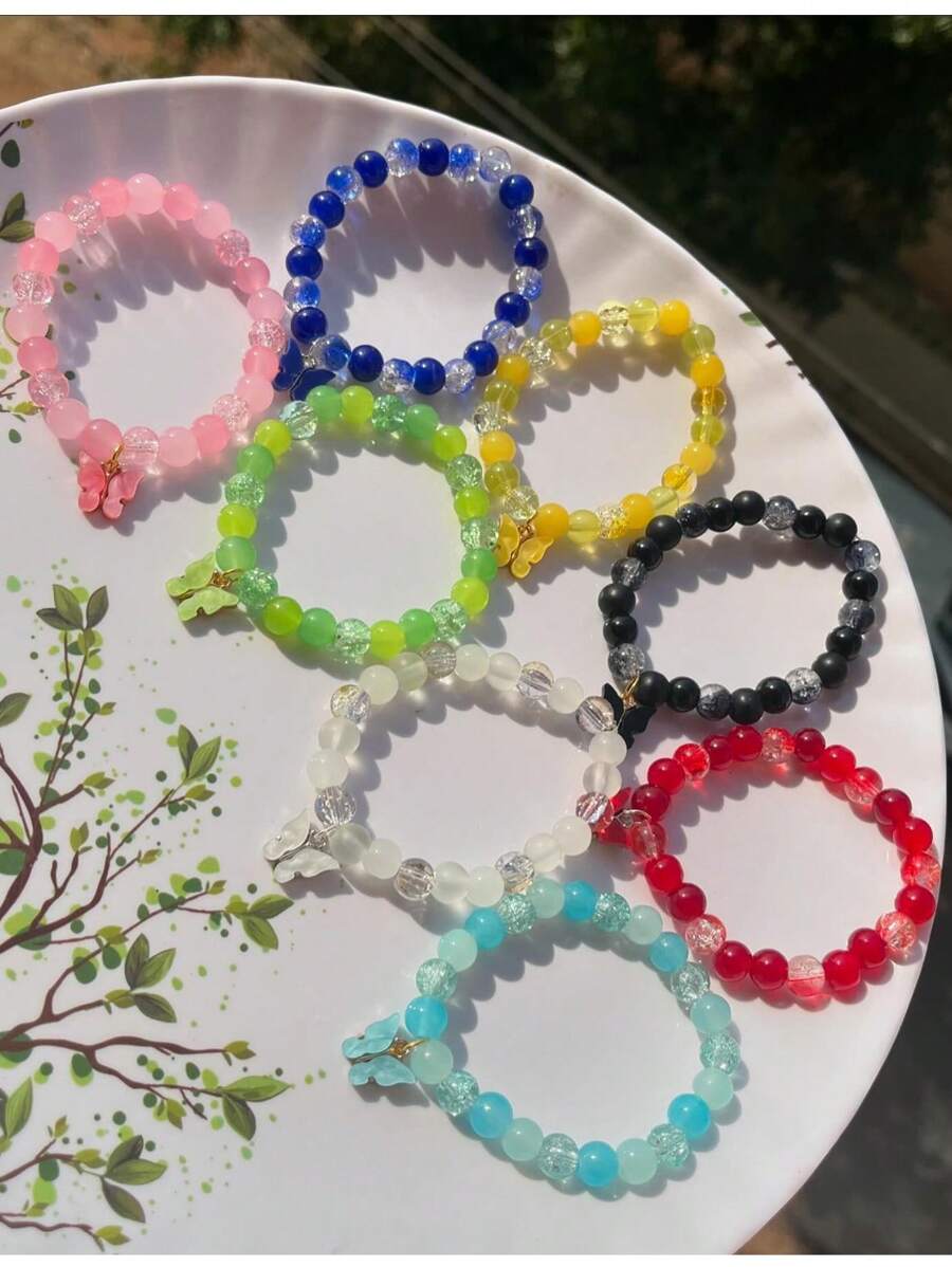 8 Vòng tay bướm hoa và ngọc bích phổ biến dành cho phụ nữ, hoàn hảo cho các bữa tiệc, ngày lễ và cuộc sống hàng ngày - Nhiều màu - Xem 1