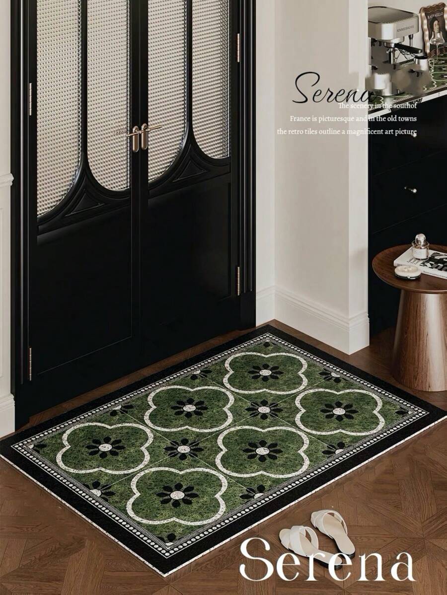 Heavy Duty PVC Material Mat, Vintage Floral Pattern Elegant