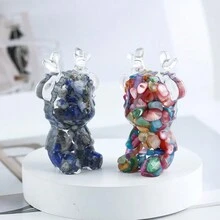 1 件天然水晶滴环氧树脂圣诞鹿雕像桌面展示装饰品，手工装饰最佳礼物 - 彩色 - 查看 5
