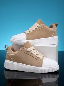 Giày thể thao thường ngày mới cho nữ, giày trượt ván, giày chạy bộ chống trượt - Màu Khaki - Xem 5