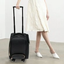 LOYALHEARTDY Rolling Makeup Train Case, Cosmetic Storage Organizer, Trolley For Makeup Artist Nail Technician Hairstylist, Professional Makeup Case - 黑色 - 查看 2