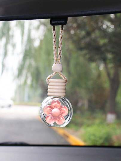 1个花朵装饰空香水瓶汽车后视镜挂件